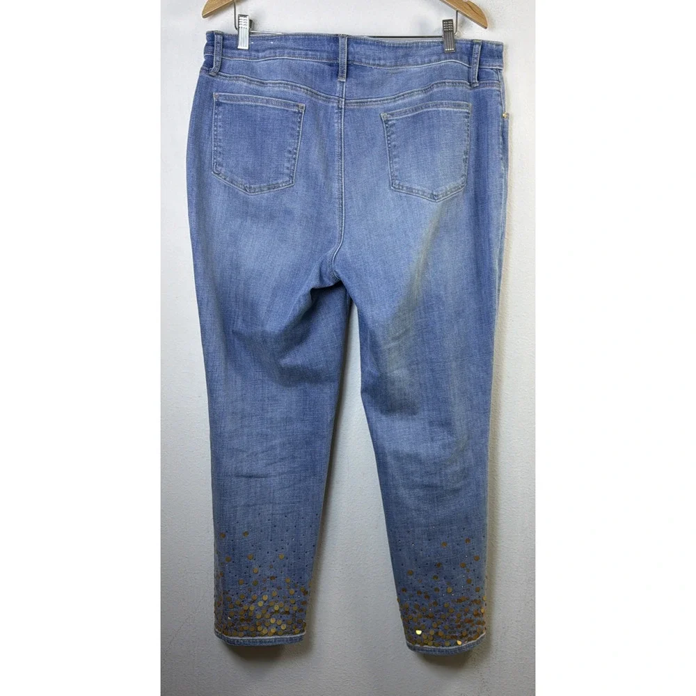 Chico’s 14 Large So Slimming Girlfriend Slim Leg ankle glitter sequin rhinestone - Picture 5 of 12